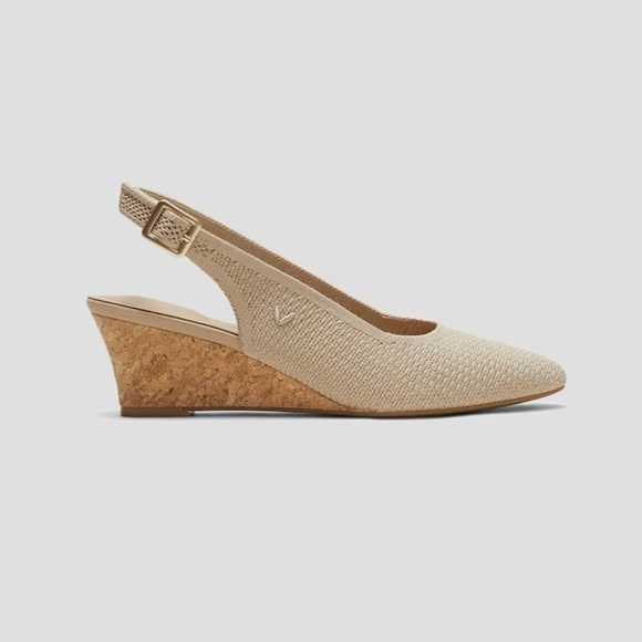 Vivaia Almond Toe Beige Slingback Wedge Tamia in Almond Crochet-Still Full Price - Picture 5 of 16